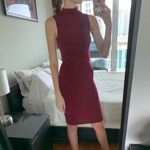Wine colored midi dress